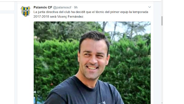 Oficial: Palamós, Vicenç Fernández nuevo técnico