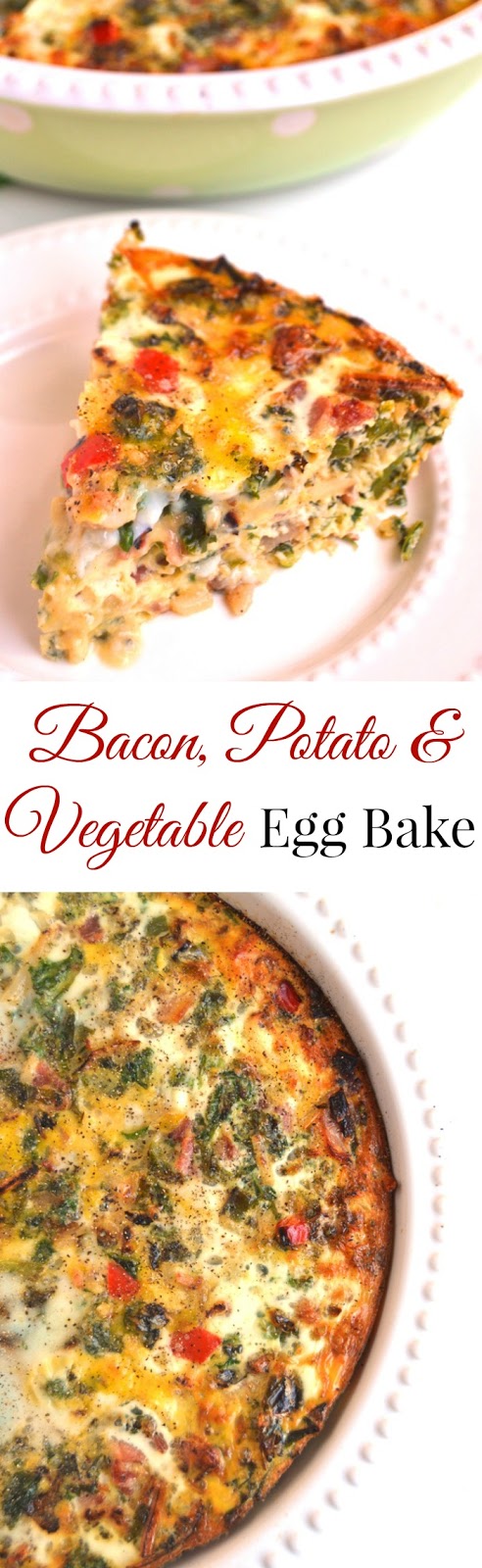 Bacon, Potato and Vegetable Egg Bake is simple to make and is full of flavor for a delicious and satisfying breakfast or brunch that your whole family will love! www.nutritionistreviews.com