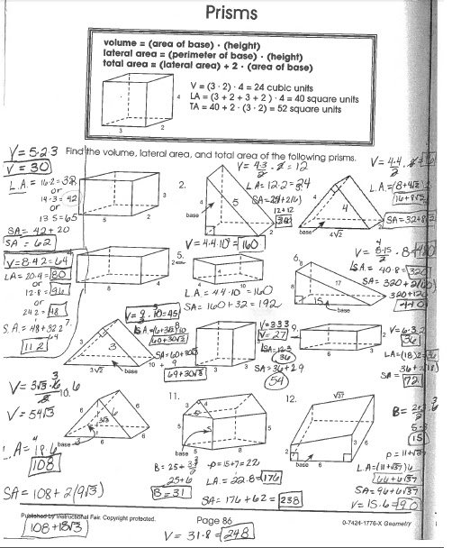 Math Classes Spring 2012: Geometry Worksheet 86
