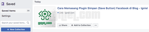 Cara Memasang Tombol Simpan ke Facebook di Dalam Artikel Blog