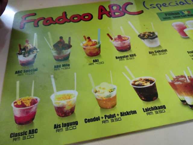 Menu dengan harga berpatutan di gerai Fradoo ABC Menu dengan harga berpatutan di gerai Fradoo ABC