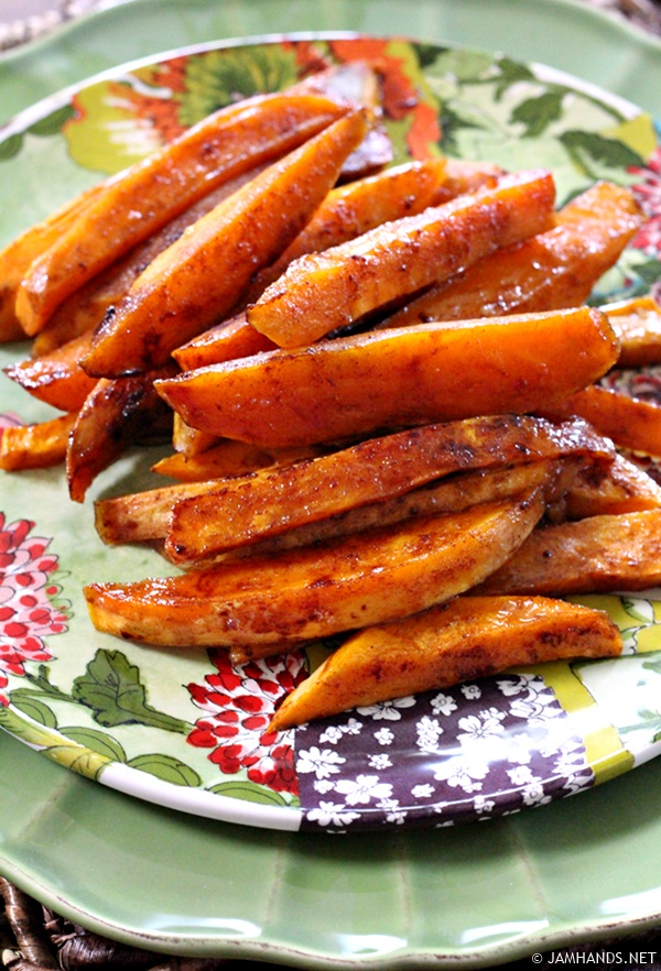 Roasted Sweet Potatoes with Honey & Cinnamon Glaze