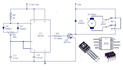 DC Motor Controller Circuit with NE555