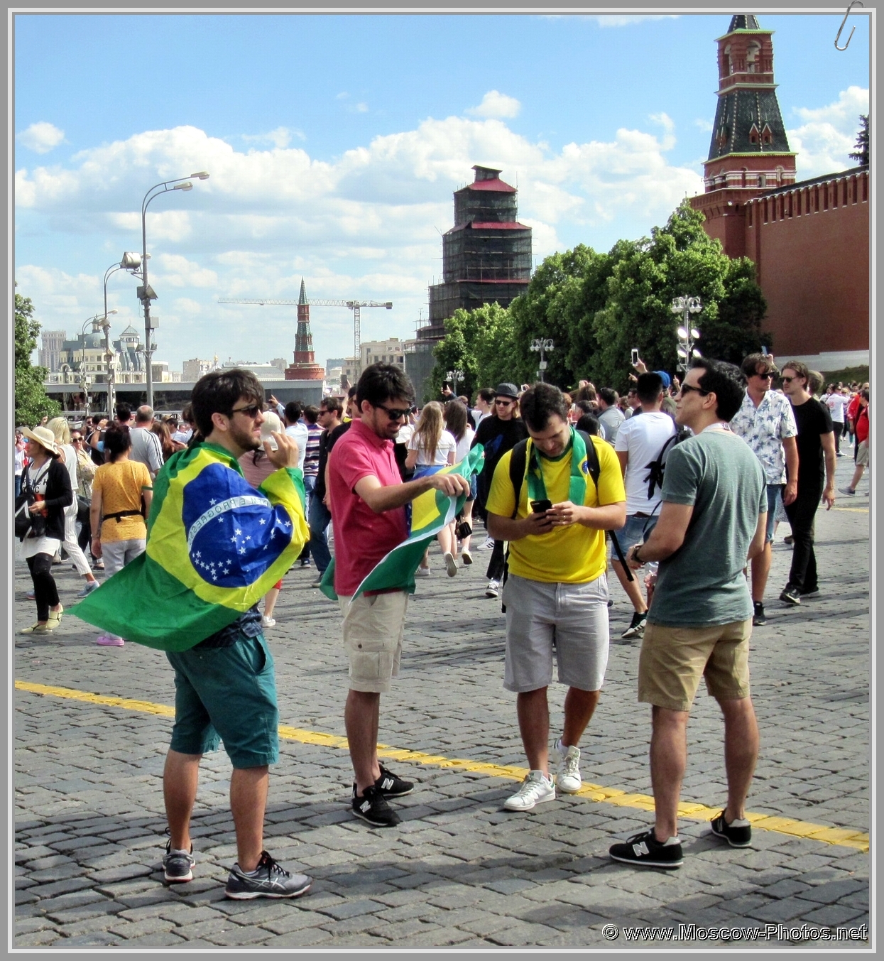 2018 FIFA World Cup. Football fans on Red Square in Moscow. 