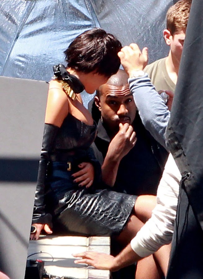 Kim was accompanied by her boyfriend Kanye West at the photo shoot