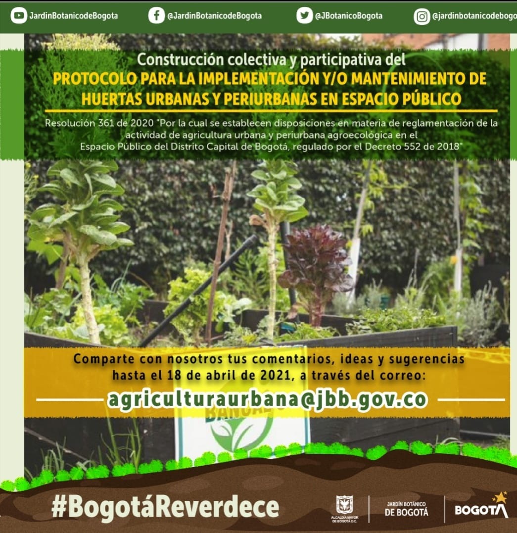 Protocolo de Huertas Urbanas en Bogota