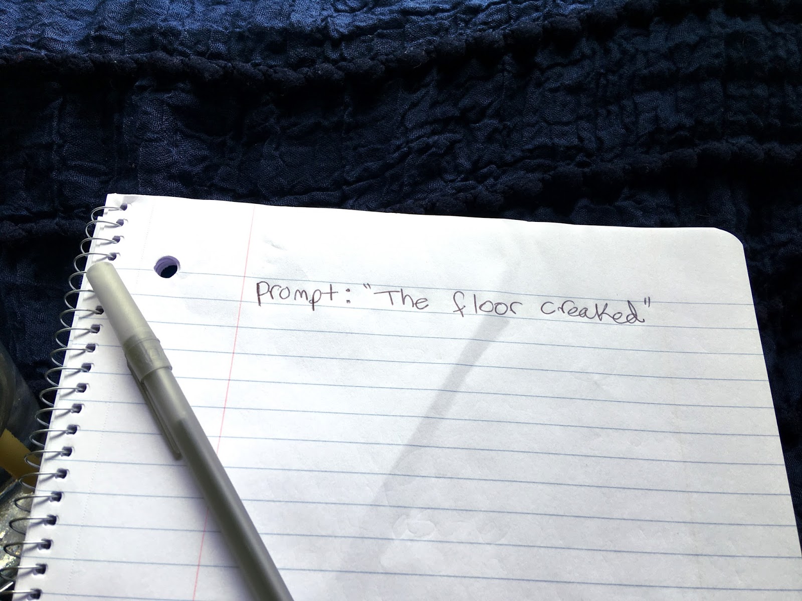 Notebook with Prompt: "The floor creaked" #EclecticWritingClass