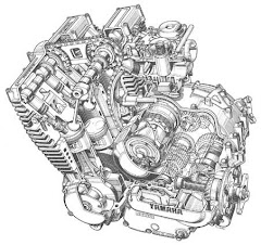 Yamaha xj650 Engine Cutaway