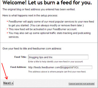 getting feedburner email feedlink