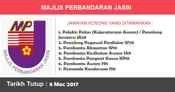 Jawatan Kosong di Majlis Perbandaran Jasin Jawatan Kosong di Majlis Perbandaran Jasin