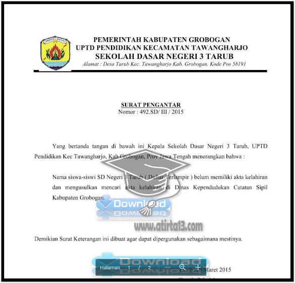 Contoh Format Surat Permohonan Sertifikat Kelahiran Siswa Dari Sekolah