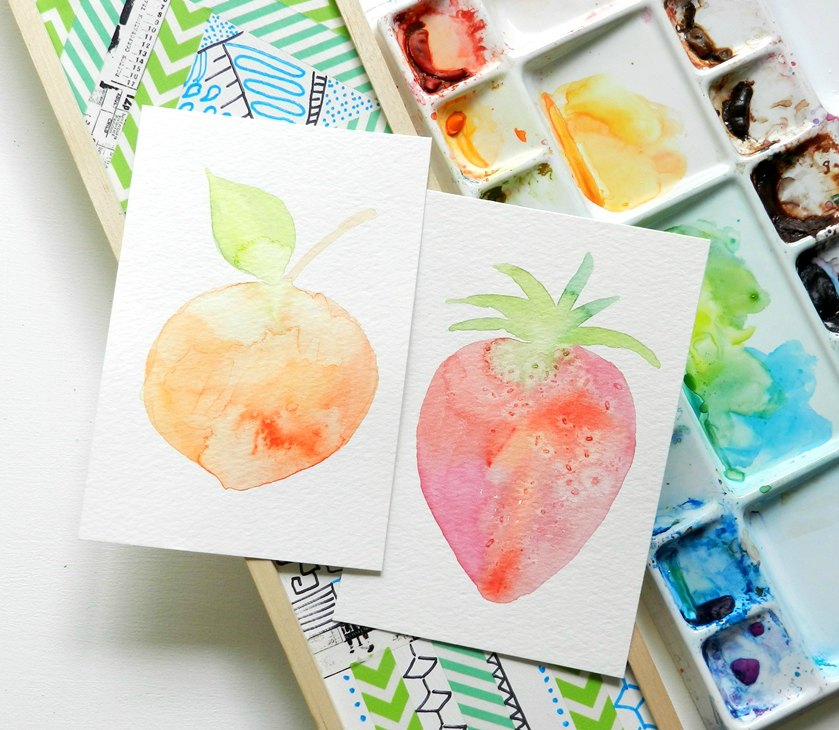 Watercolor Fruit Silhouette Paintings: Grow Creative