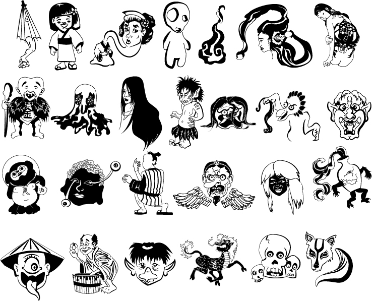 BitsuBitsu Blog: Obake (creatures from Japanese folklore) Dingbats!