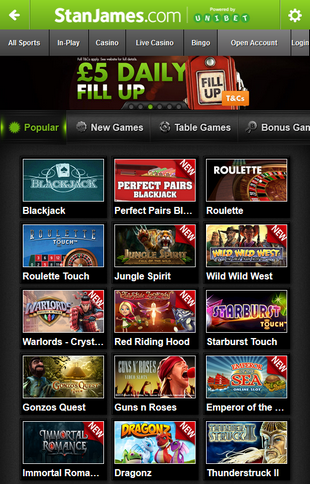 Stan James Casino Games Stan James Casino Games Screen