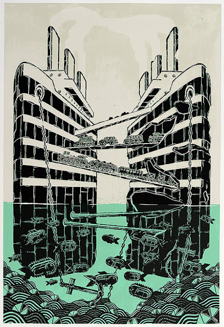 "Tall Ships" New Print By Street Artist M-City.