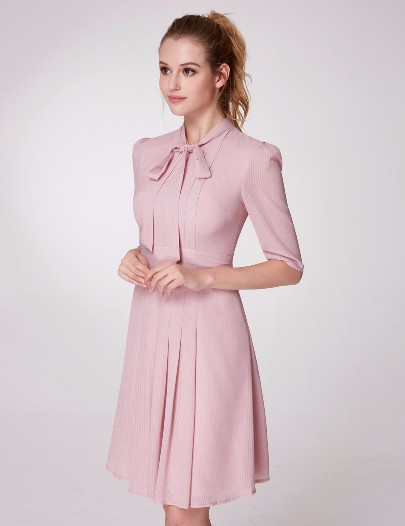 Alisa Pan Half Sleeve Pleated A Line Dress (Price:$39.99)