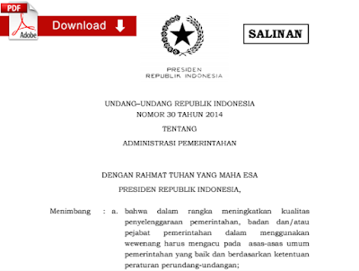 Undang–Undang Republik Indonesia Nomor 30 Tahun 2014 Tentang Administrasi Pemerintahan