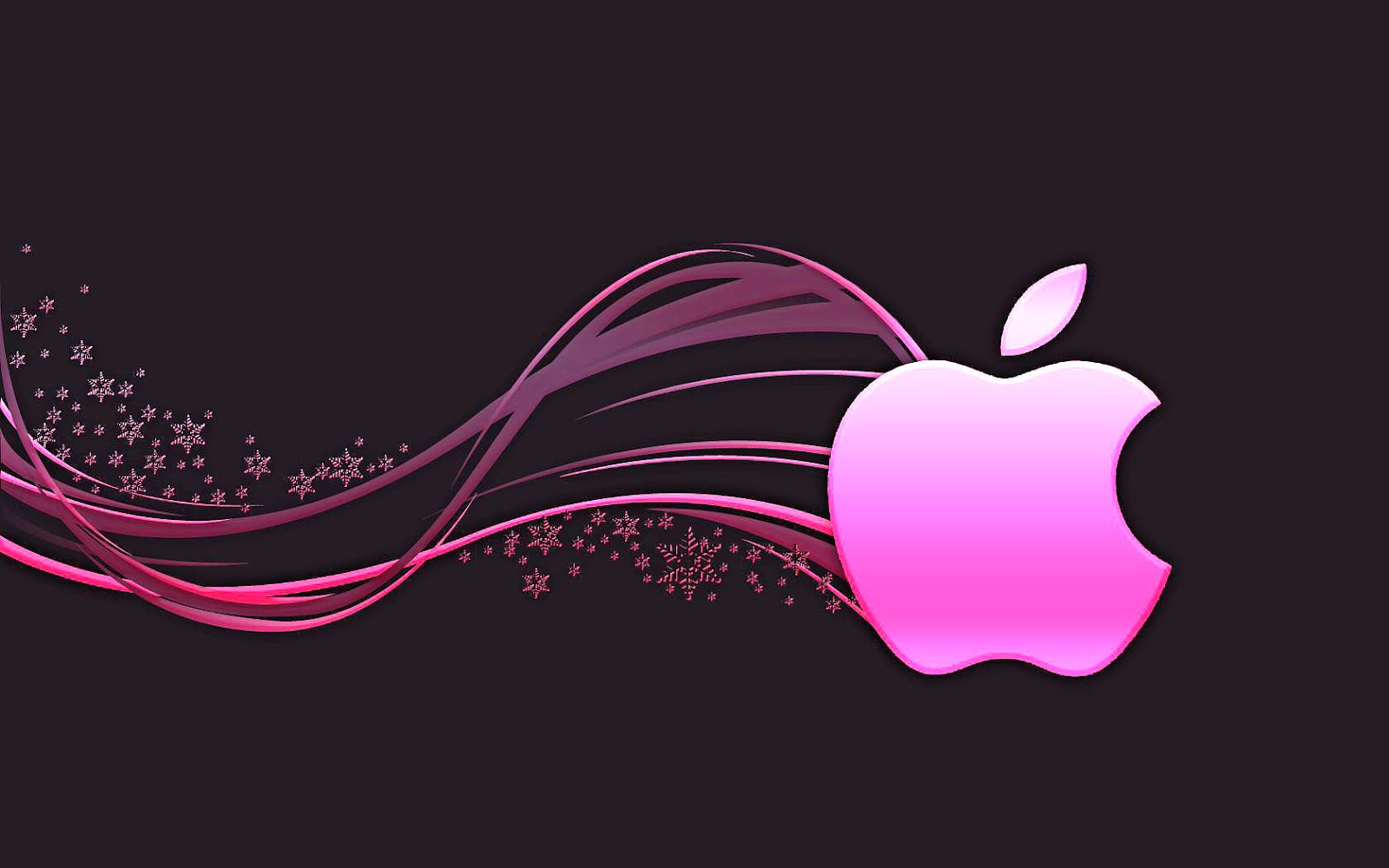 Zwarte achtergrond met roze Apple logo | HD Apple wallpaper