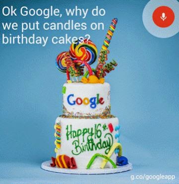 Bolo de aniversário do Google, 16 anos!