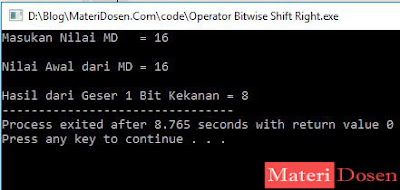 Contoh Program Operator Bitwise Shift Right