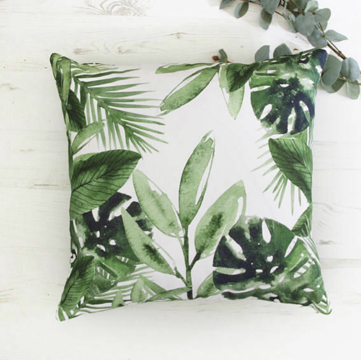 leaf print cushion