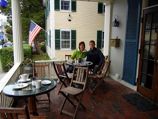Lunch on the covered patio of Blue Blinds Bakery in Plymouth, Massachusetts