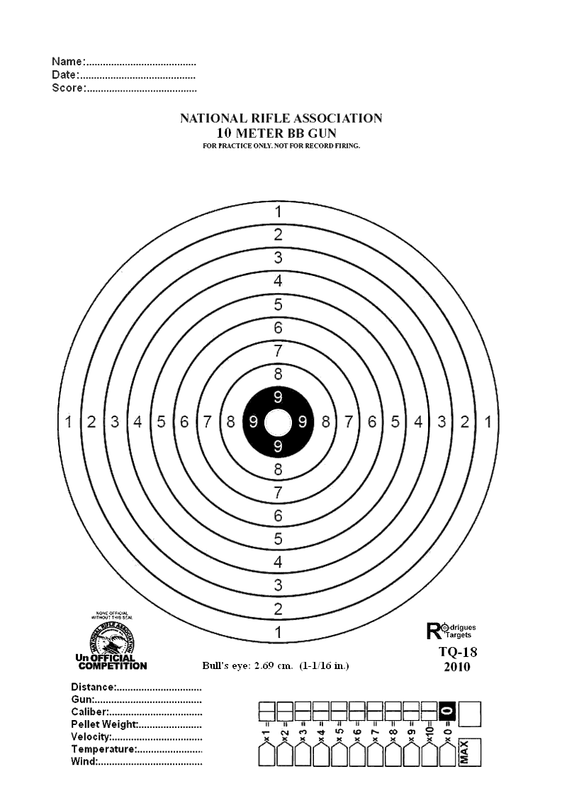 Образец мишени для стрельбы на формате а 4