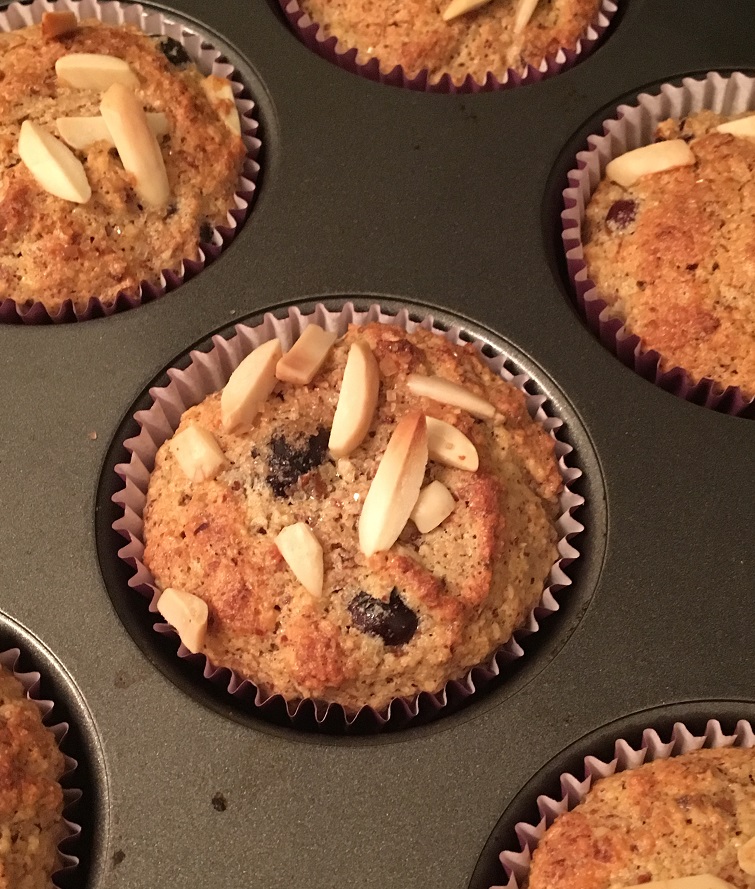 Julie Bakes Flourless blueberry almond muffins (Kosher for Passover)
