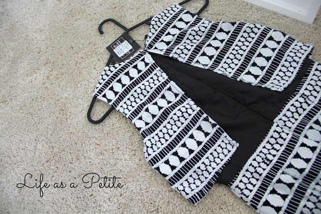 Monochrome Black and White Crop Top Double Layered Cut Out Dress - Petite Outfit Idea - Life as a Petite (lifeasapetite)