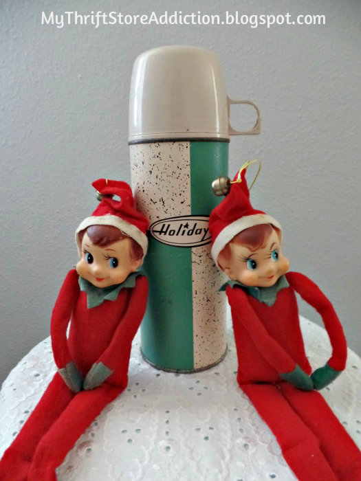 Vintage thermos and knee hugger elves