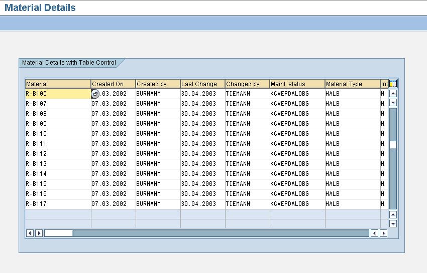 SAP ABAP 4 Tutorial Table Control Output by Select Option Input