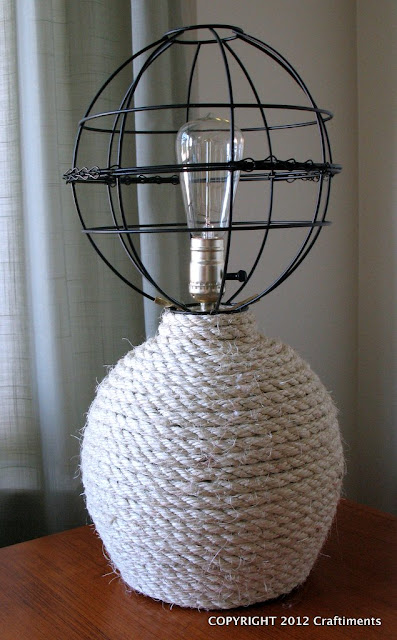 Craftiments.com:  Nautical Rope Lamp with Openwork Globe Shade