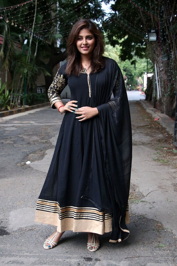 Anjali At Taramani Thanks Giving Meet In Black Dress