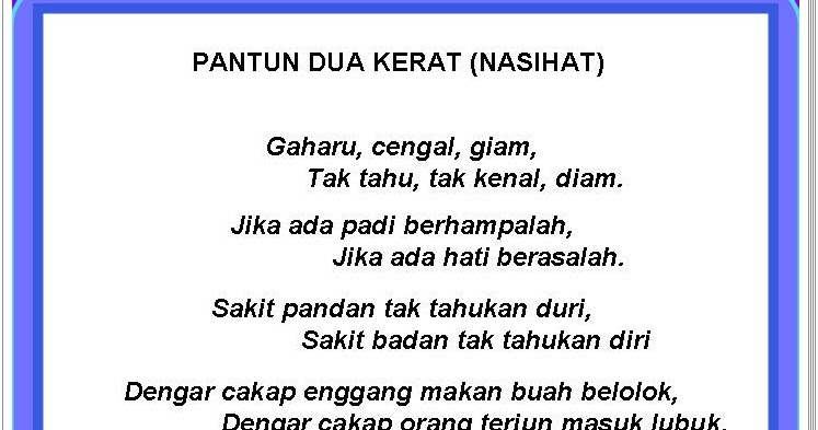 Pantun 4 Kerat Cinta - For more information and source, see on this