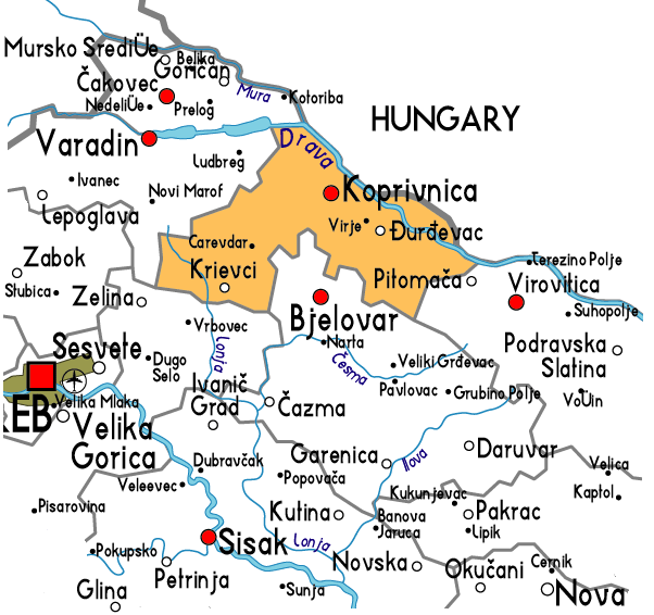 slatina karta hrvatske Map of Koprivnica Province Area | Maps of Croatia Region City  slatina karta hrvatske