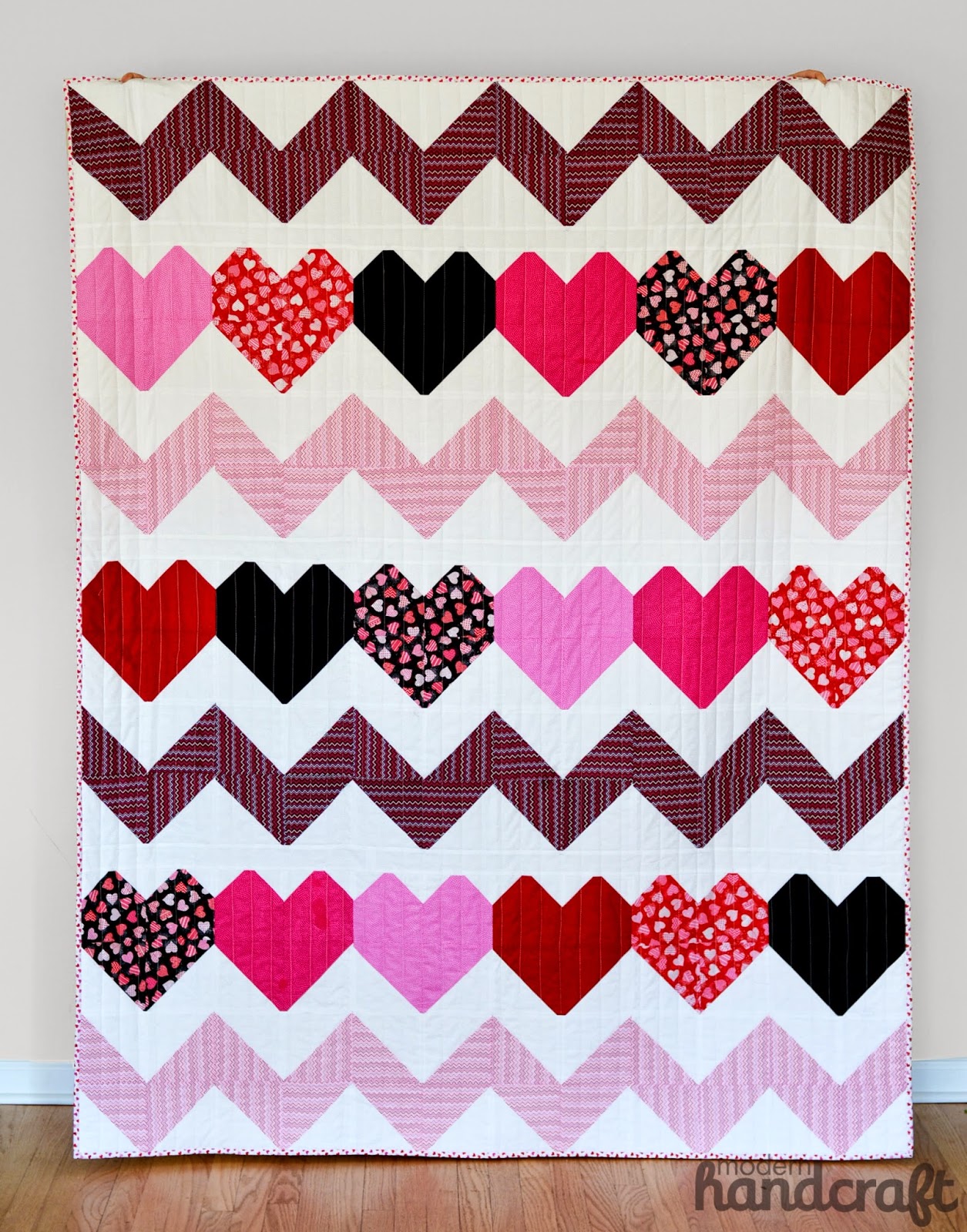 Quilt Inspiration Free pattern day Hearts and Valentines