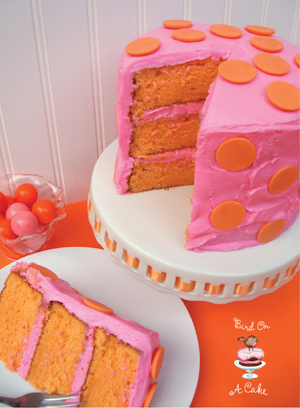 Bird On A Cake: Orange &amp; Pink Polka Dot Cake