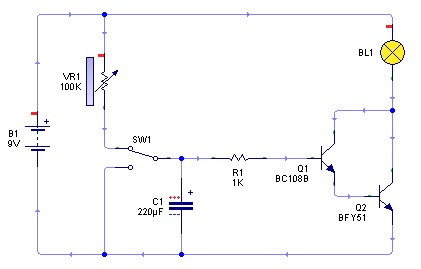  Rangkaian  Timer dengan Transistor  Belajar Teknik Elektro 