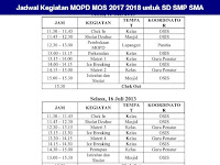Jadwal Kegiatan MOPD MOS 2017 2018 untuk SD SMP SMA