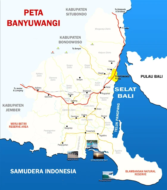 Gambar Peta Kabupaten Banyuwangi Lengkap 24 Kecamatan