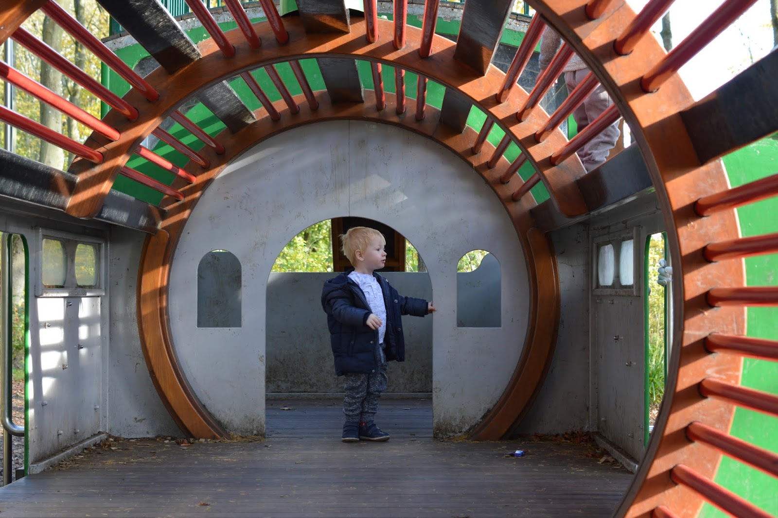 Visiting the Adventure Playground & Outdoor Play Areas at Wallington Hall  - inside train