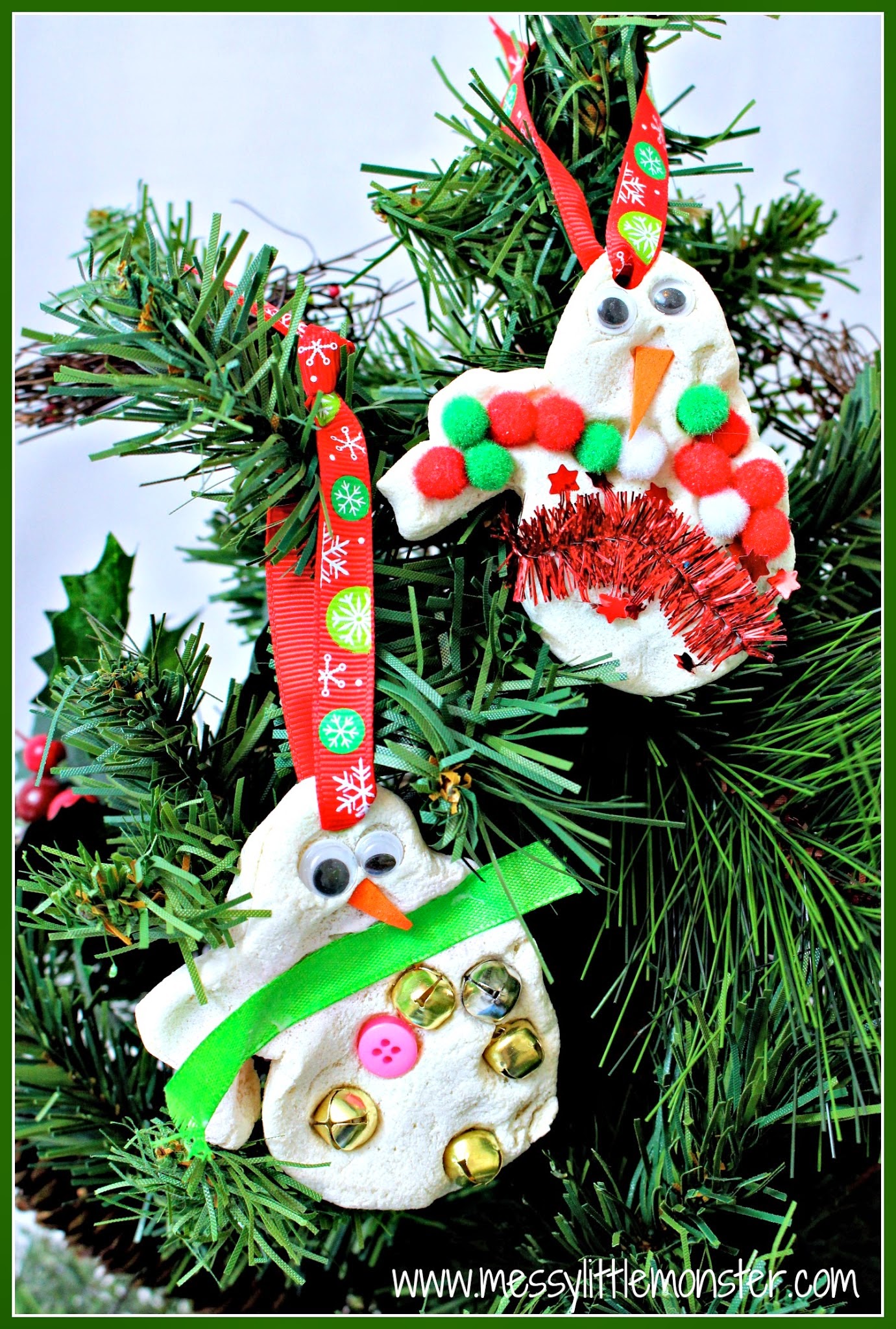 salt dough snowman christmas tree decorations