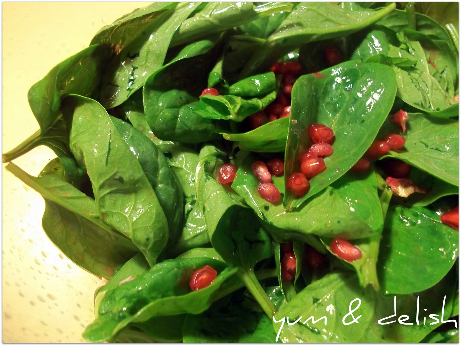 Yum & Delish Baby Spinach Salad With Pomegranate Dressing