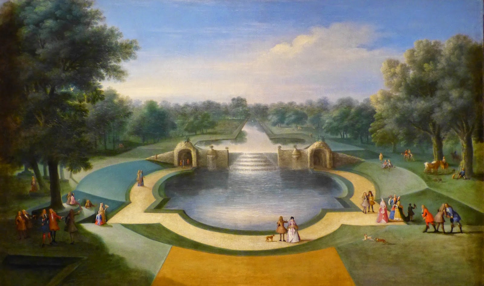 A view of the cascade, Bushy Park Water Gardens  by studio of Marco Ricci (c1715)  © The Royal Collection Trust; Photo © Andrew Knowles