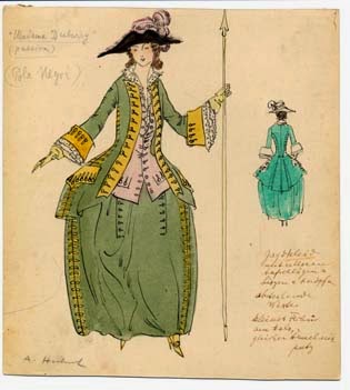 costume designs for Madame du Barry fashion history sketches