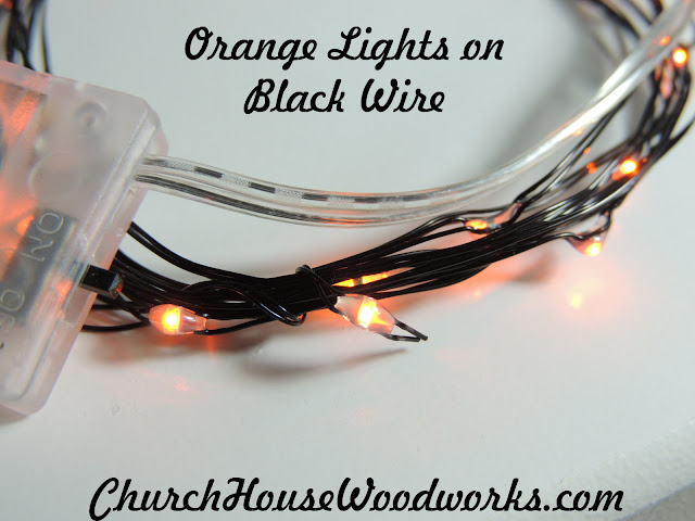 Orange Lights on Black Wire LED Battery Operated String Lights