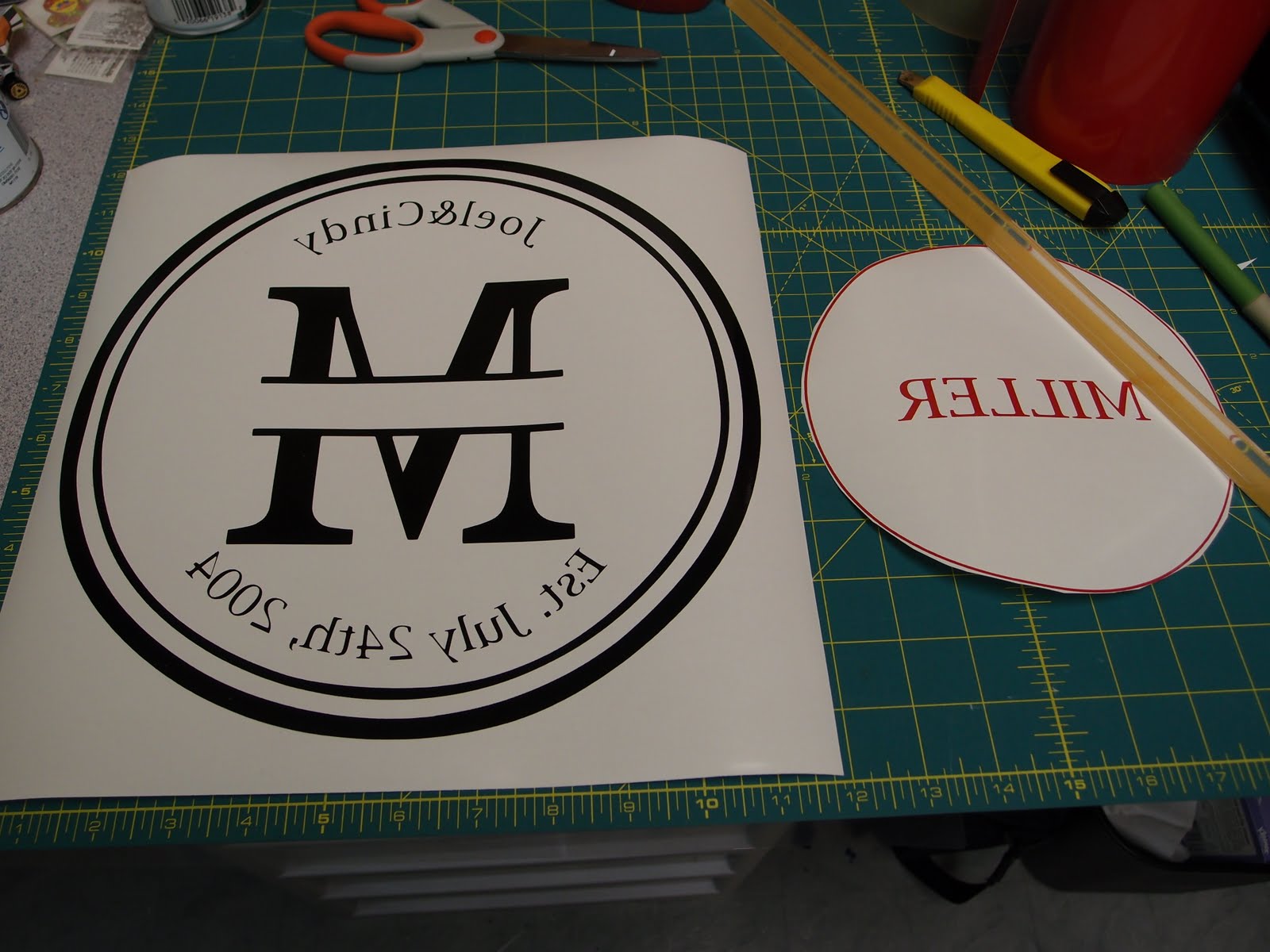 Cindy's Vinyl Creations Cutting Board Monogram