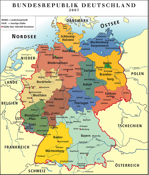 Karta över Europa Politiska Regionen
