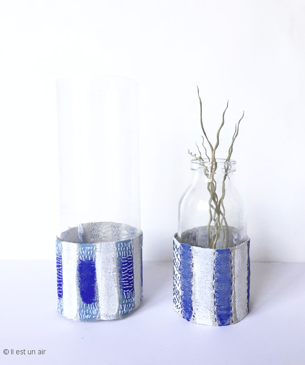 vases textiles bleus