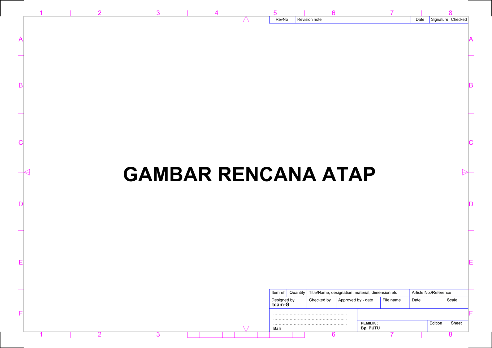 003 Denah Rencana Atap Rumah Tinggal Di Bali PS B 03 